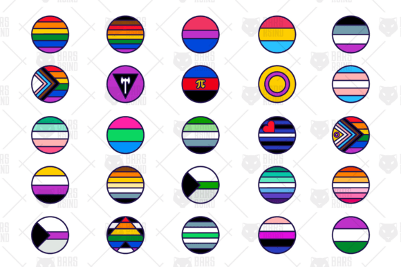 25 Outline Pride Flag Round Icons