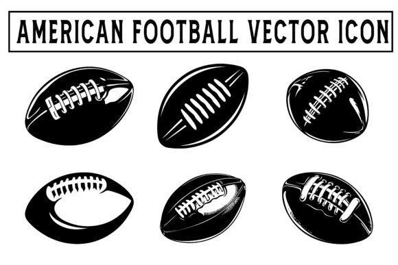 American Football Icon Simple Silhouette Graphics