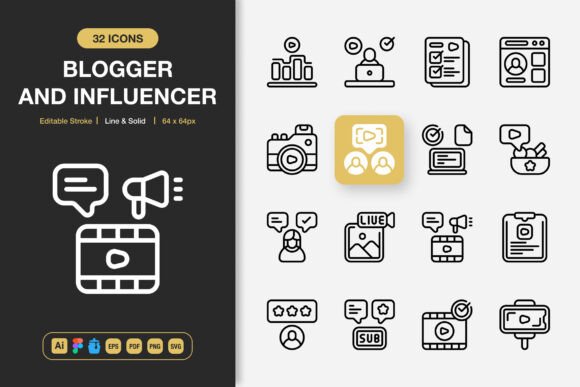 Blogger and Influencer Icons: A Modern Graphic Design Asset for Creative Marketers