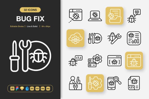 Bug Fix Icons: Graphics and Icons for Modern Design