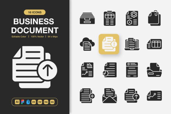Business Document Solid Icons: Graphics and Icons for Digital Sellers
