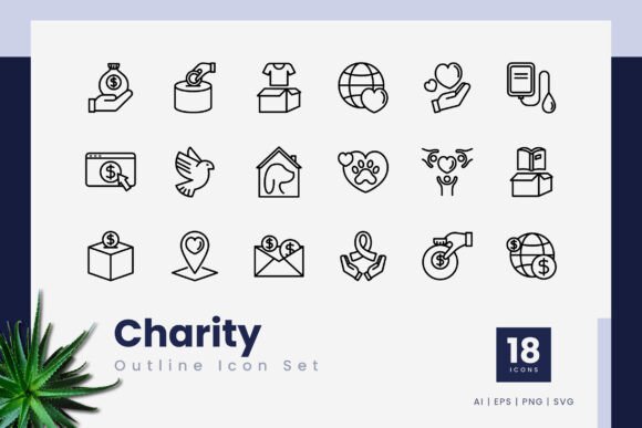 Charity Outline Icons: Graphics and Icons for Branding