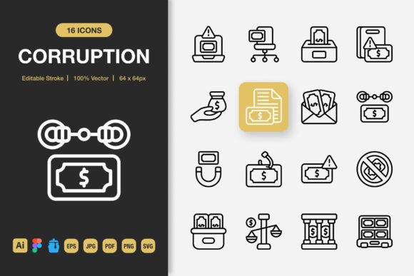 Corruption Outline Icons for Embroidery Projects