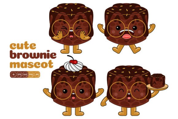 Cute Brownie Mascot Vector Pack 04