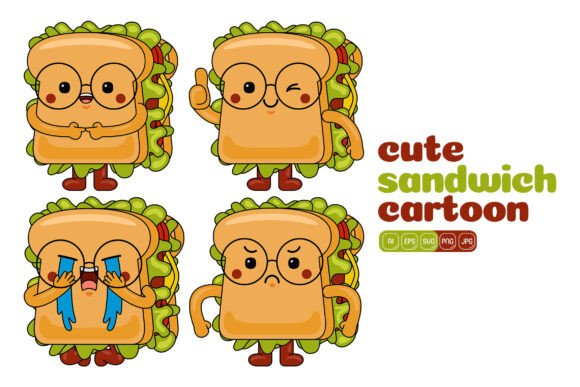 Cute Sandwich Mascot Vector Pack 03: Graphics for Creative Sellers