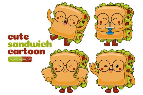 Cute Sandwich Mascot Vector Pack 04: Graphics for Playful Branding