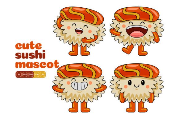 Cute Sushi Mascot Vector Pack 01: Graphics for Branding