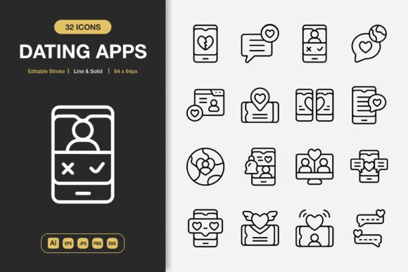 Dating Apps Icons: A Modern Graphic Design Asset for Local Branding