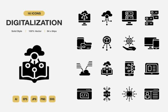 Digitalization Solid Icons: Graphics That Elevate Design