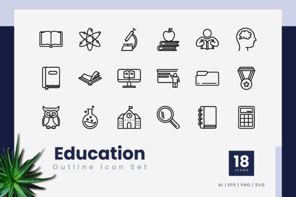 Education Outline Icons for Creative Crafting