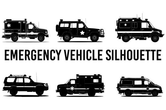 Emergency Vehicle Silhouette Vector for Graphics and Crafts