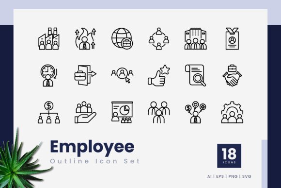 Employee Outline Icons for Graphics and Icons