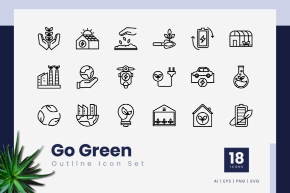 Go Green Outline Icons: Graphics and Icons for Modern Design