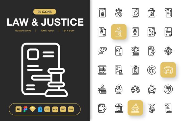 Law and Justice Icons Pack for Commercial Design Projects