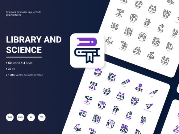 Library and Science Icon Pack