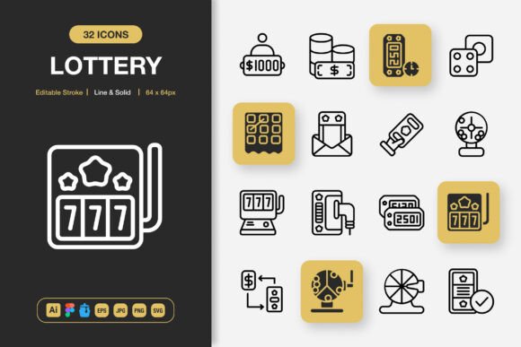 Lottery Icons: A Versatile Graphic Design Asset for Modern Branding