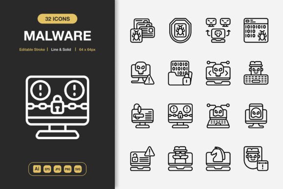 Malware Icons: A Modern Graphic Design Asset for Creative Projects