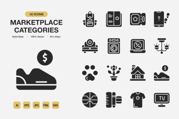 Marketplace Categories Solid Icons