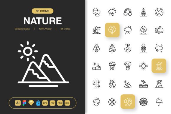 Nature Icons: A Minimalist Graphic Design Asset for Crafting
