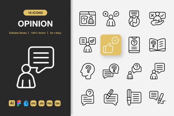 Opinion Outline Icons: A Modern Graphic Design Asset for Content Creators