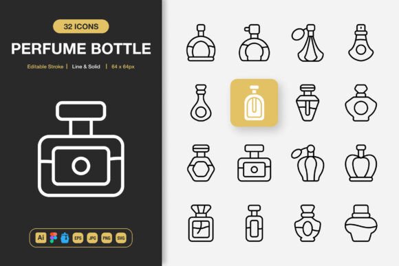 Perfume Bottle Icons: A Versatile Graphic Design Asset for Local Branding