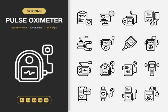 Pulse Oximeter Icons: A Minimalist Graphic Design Asset for Modern Projects