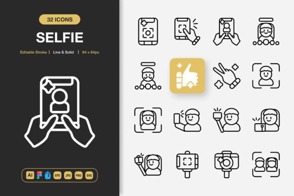 Selfie Icons: A Modern Graphic Design Asset for Clean Branding
