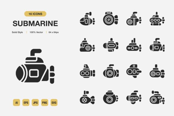 Submarine Solid Icons: Graphics and Icons for Local Business