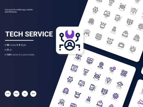 Tech Service Icon Pack: Graphics and Icons for Crafters