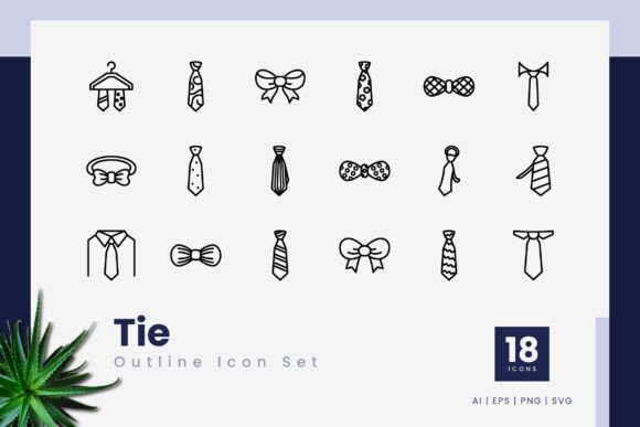 Tie Outline Icons for Creative Crafting