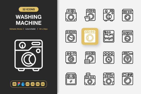 Washing Machine Icons: A Versatile Graphic Design Asset for Modern Projects