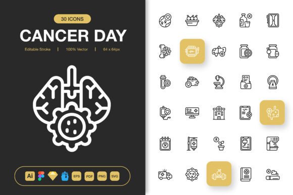 World Cancer Day Icons: A Minimalist Graphic Design Asset for Commercial Use